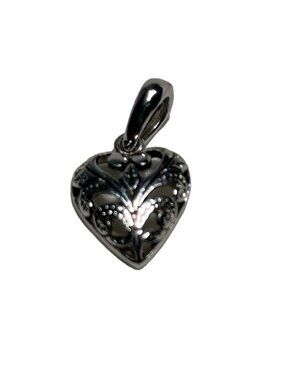 Silver Scrollwork Filigree Heart Shaped Pendant Only .5 inch